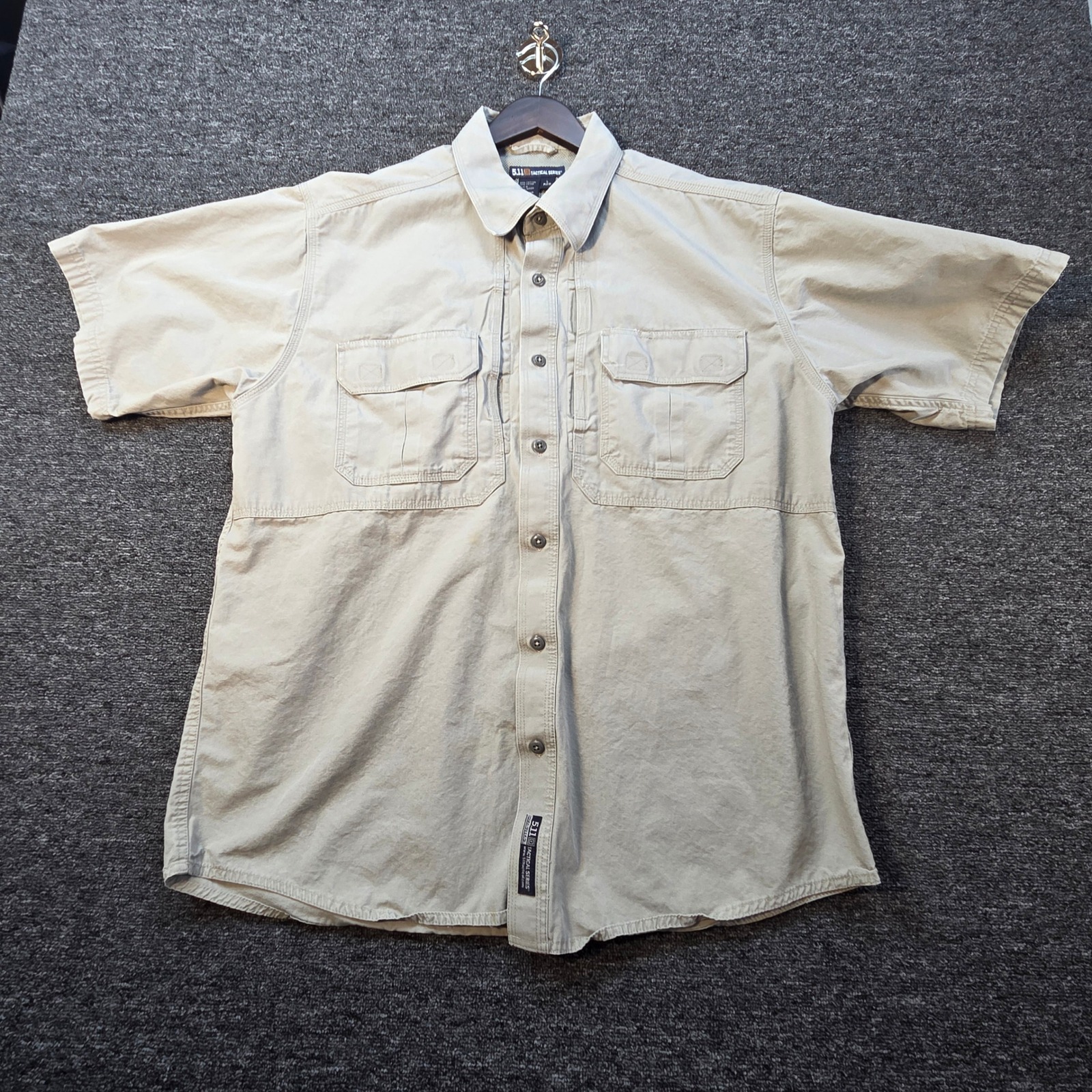 5.11 Tactical Shirt Mens L Khaki Short Sleeve Cotton Utility Workwear 71152